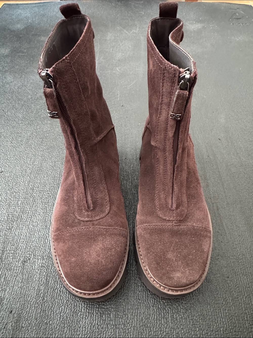 Sam Edelman Brown Suede Front-Zip Ankle Booties NWT